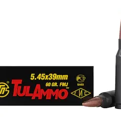 TulAmmo Ammunition 5.45x39mm 60 Grain Full Metal Jacket (Bi-Metal) Steel Case Berdan Primed