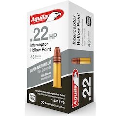 Aguila Interceptor Ammunition 22 Long Rifle 40 Grain Plated Lead Hollow Point