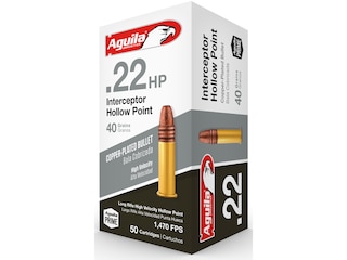 Aguila Interceptor Ammunition 22 Long Rifle 40 Grain Plated Lead Hollow Point