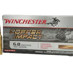 Winchester Copper Impact Ammunition 6.8 Western 162 Grain Solid Copper Extreme Point Polymer Tip Boat Tail Box of 20