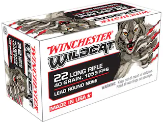 Winchester Wildcat Ammunition 22 Long Rifle 40 Grain Lead Round Nose