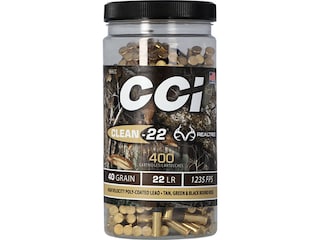 CCI Clean-22 High Velocity Realtree Edition Ammunition 22 Long Rifle 40 Grain Polymer Coated Lead Round Nose